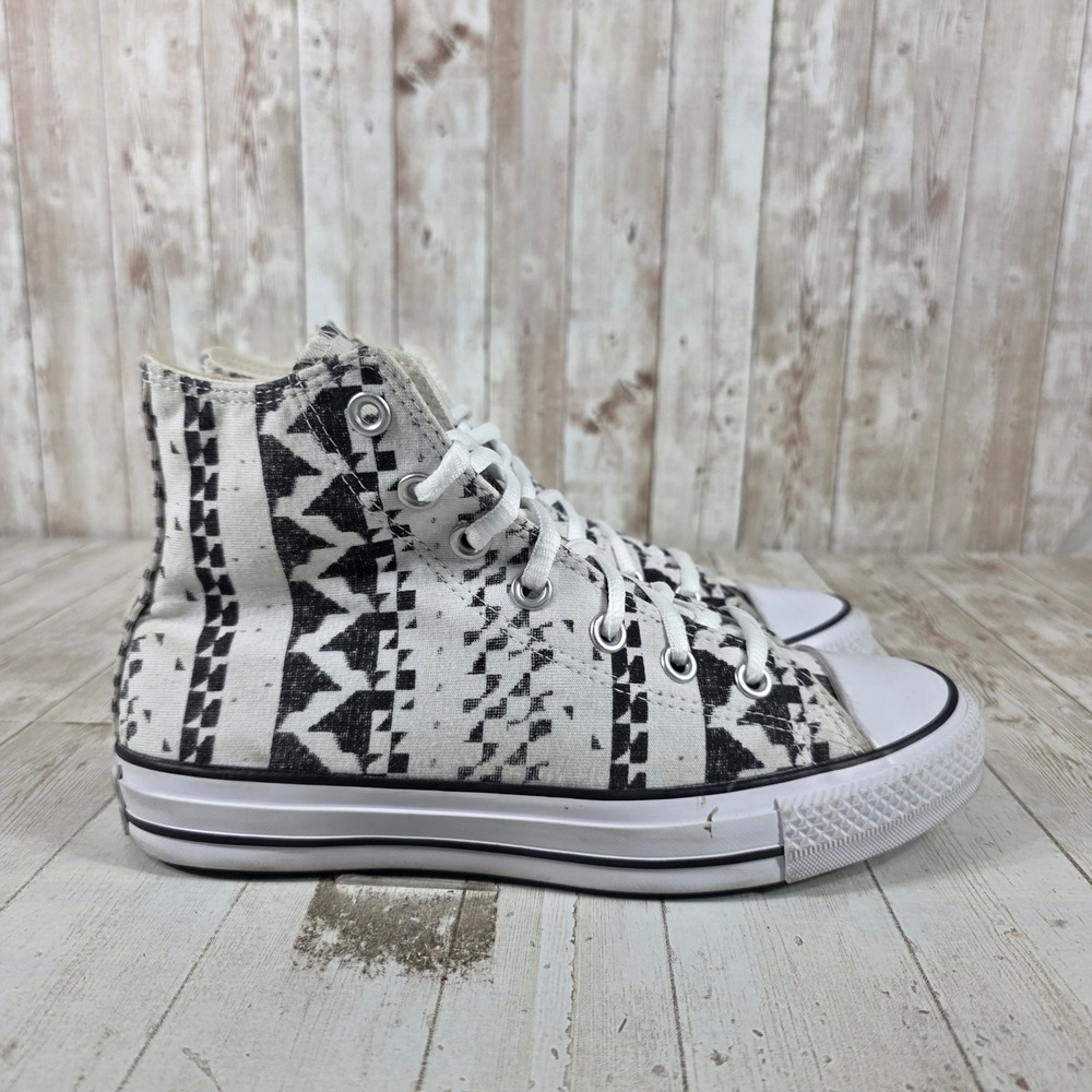 Converse Chuck Taylor All Star High Top Black White Tribal Print Womens 7